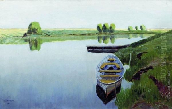 River Oil Painting by Vasiliy Pereplyotchikov