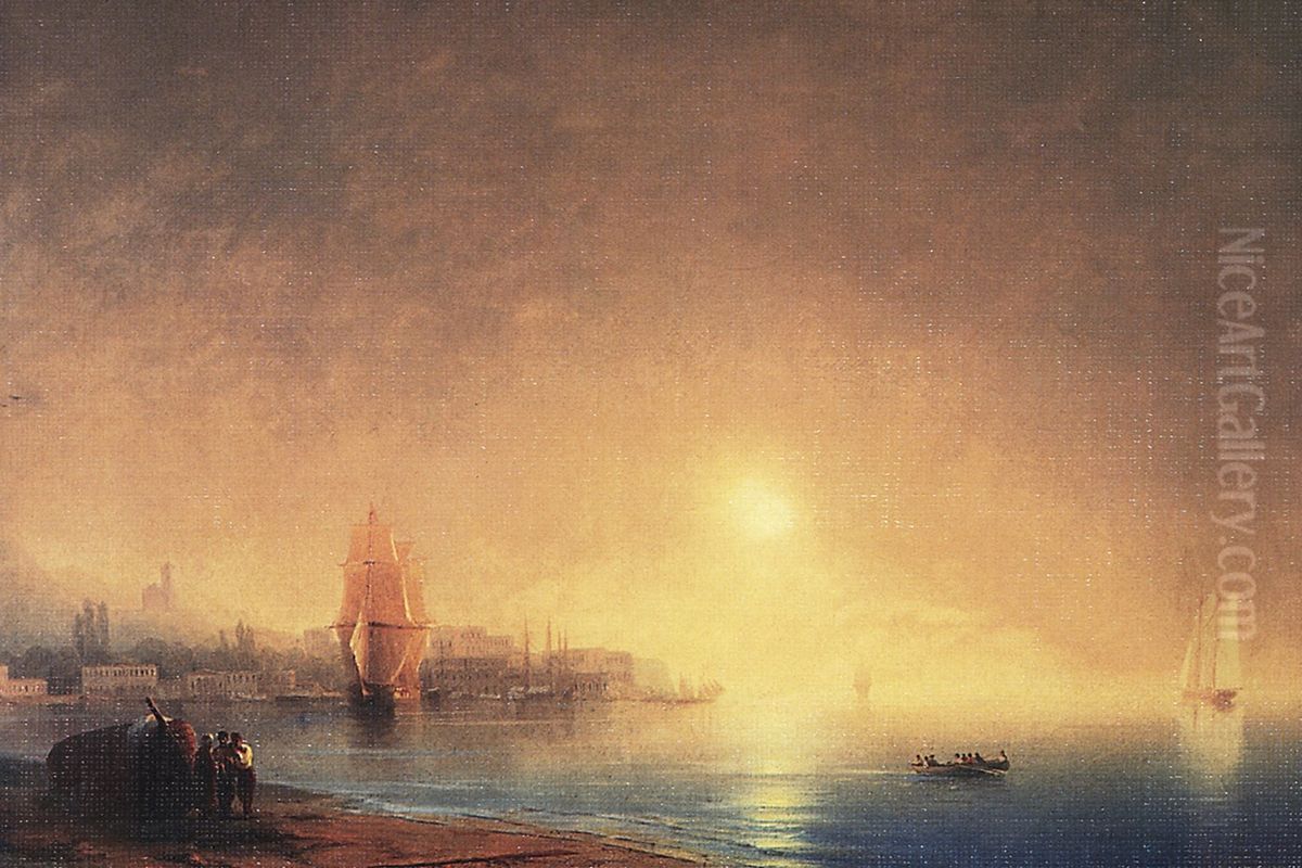 <<Utro na beregu zaliva.>> Oil Painting by Ivan Aivazovsky