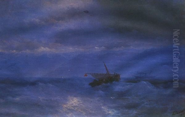 <<Kavkazskie gory s mora>> Oil Painting by Ivan Aivazovsky