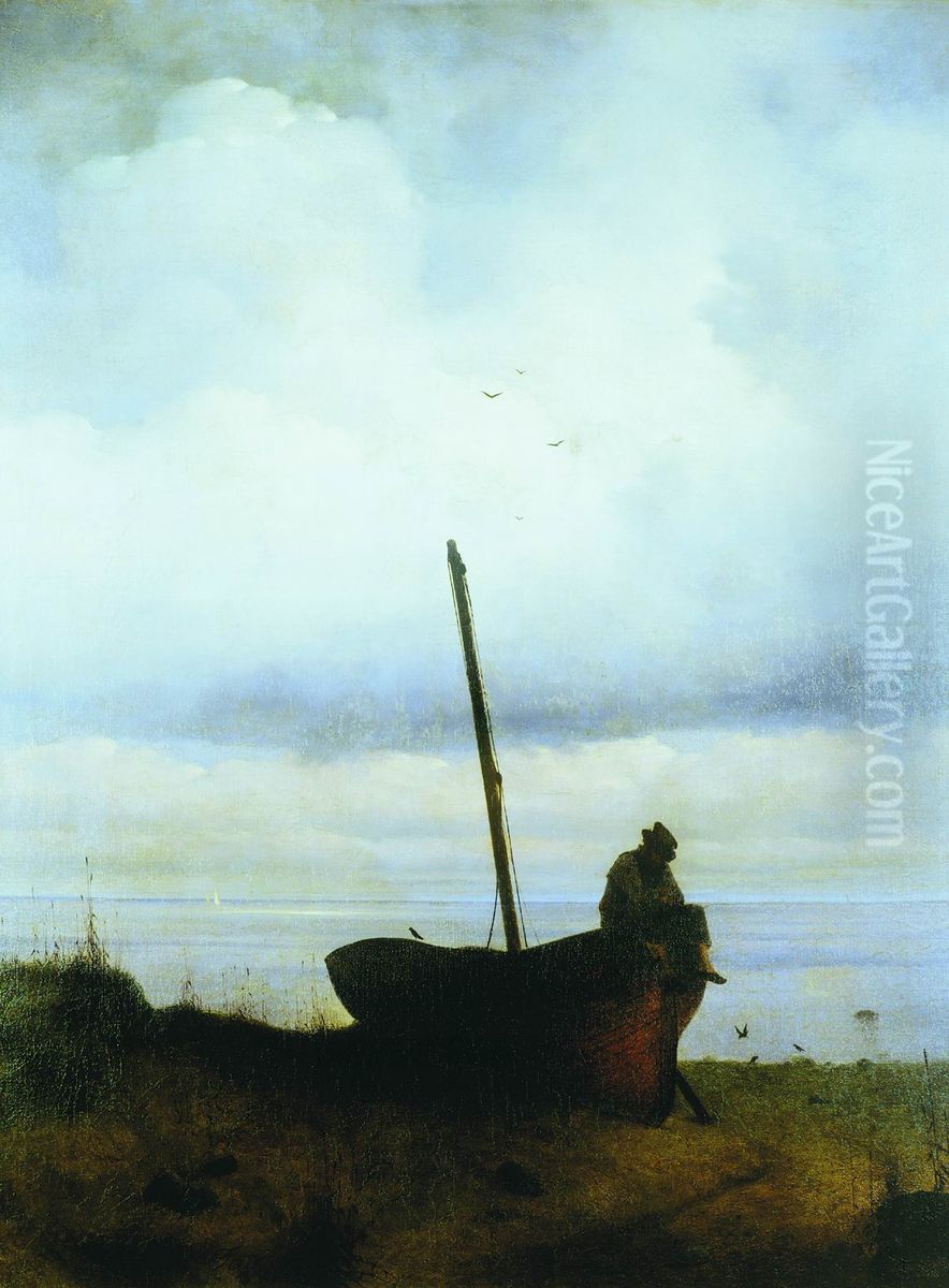 View to the sea coast near St. Petersburg Oil Painting by Ivan Aivazovsky