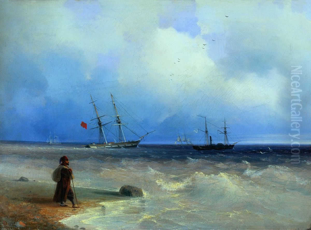 <<Morskoj bereg.>> Oil Painting by Ivan Aivazovsky