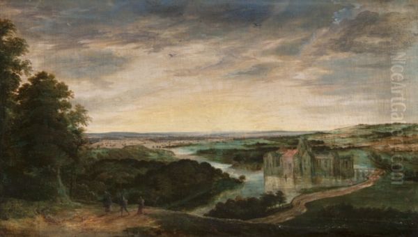 Landscape with a Hawking Party Oil Painting by Lucas Van Uden