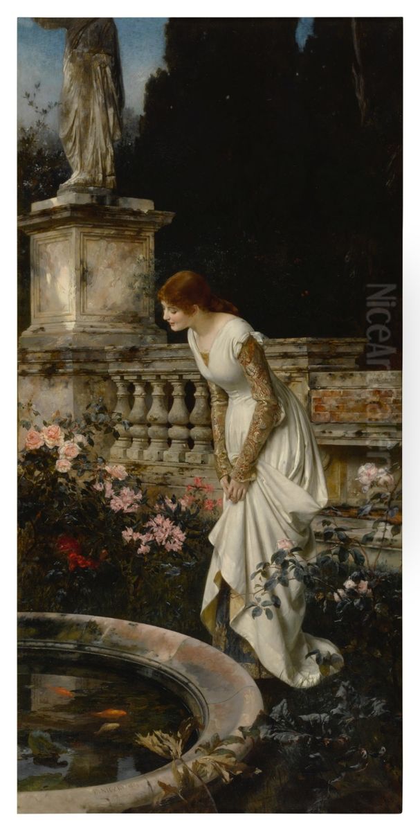 THE KOI POND Oil Painting by Eduard Niczky