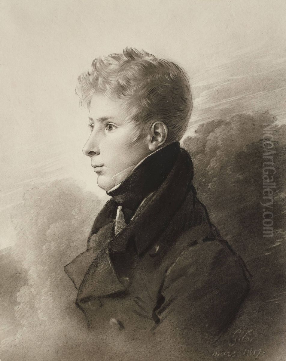 Portrait du general Auguste Bertin de Vaux, a l'age de 18 ans Oil Painting by Anne-Louis Girodet de Roucy-Triosson