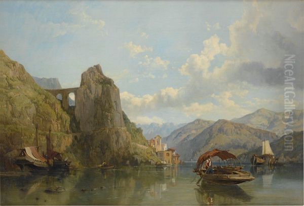 Near Loggio, on the Lake of Lugano Oil Painting by George Clarkson Stanfield