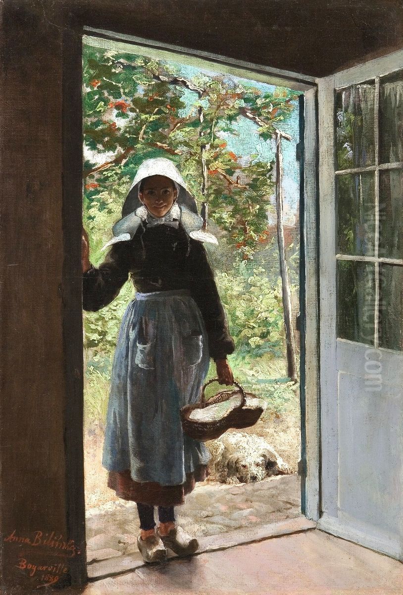 Bretonka na progu domu. Oil Painting by Anna Bilinska-Bohdanowicz