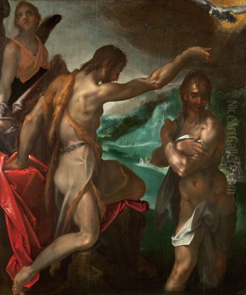 Baptism of Christ. Oil Painting by Bartholomeus Spranger