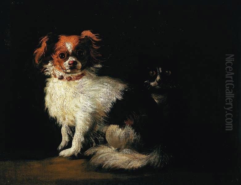 Dog and cat. Oil Painting by Diego Rodriguez de Silva y Velazquez