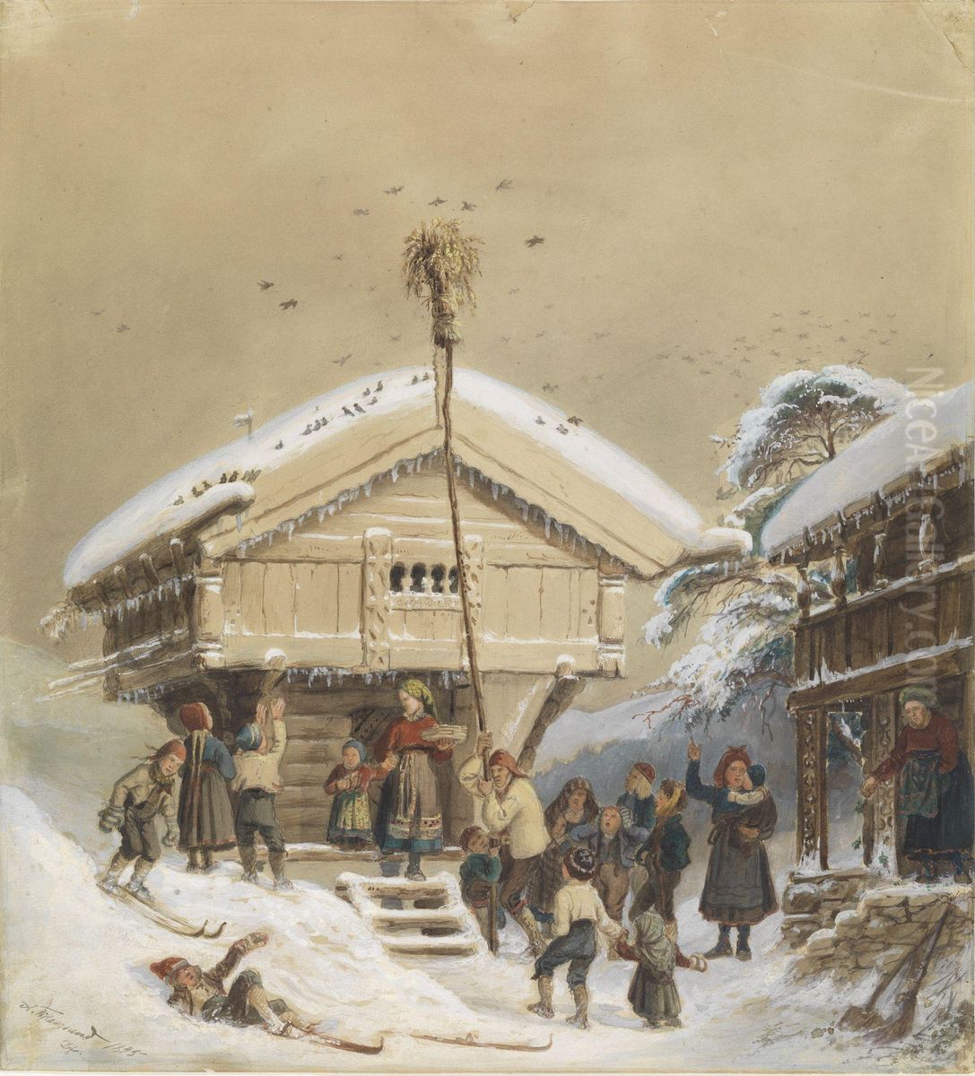 Norsk juleskikk Oil Painting by Adolph Tidemand