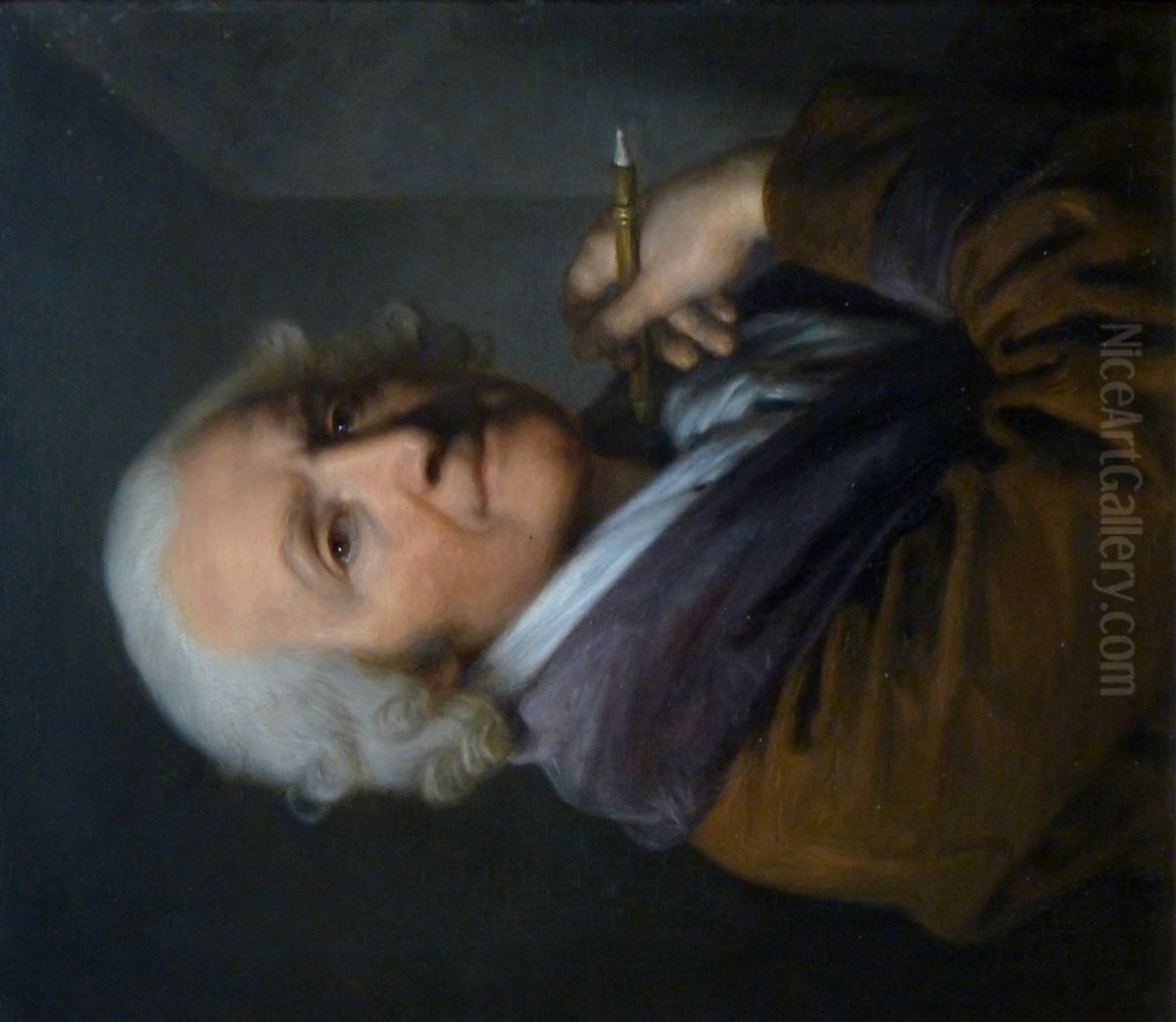 Self Portrait Old Oil Painting by Jean-Baptiste Greuze