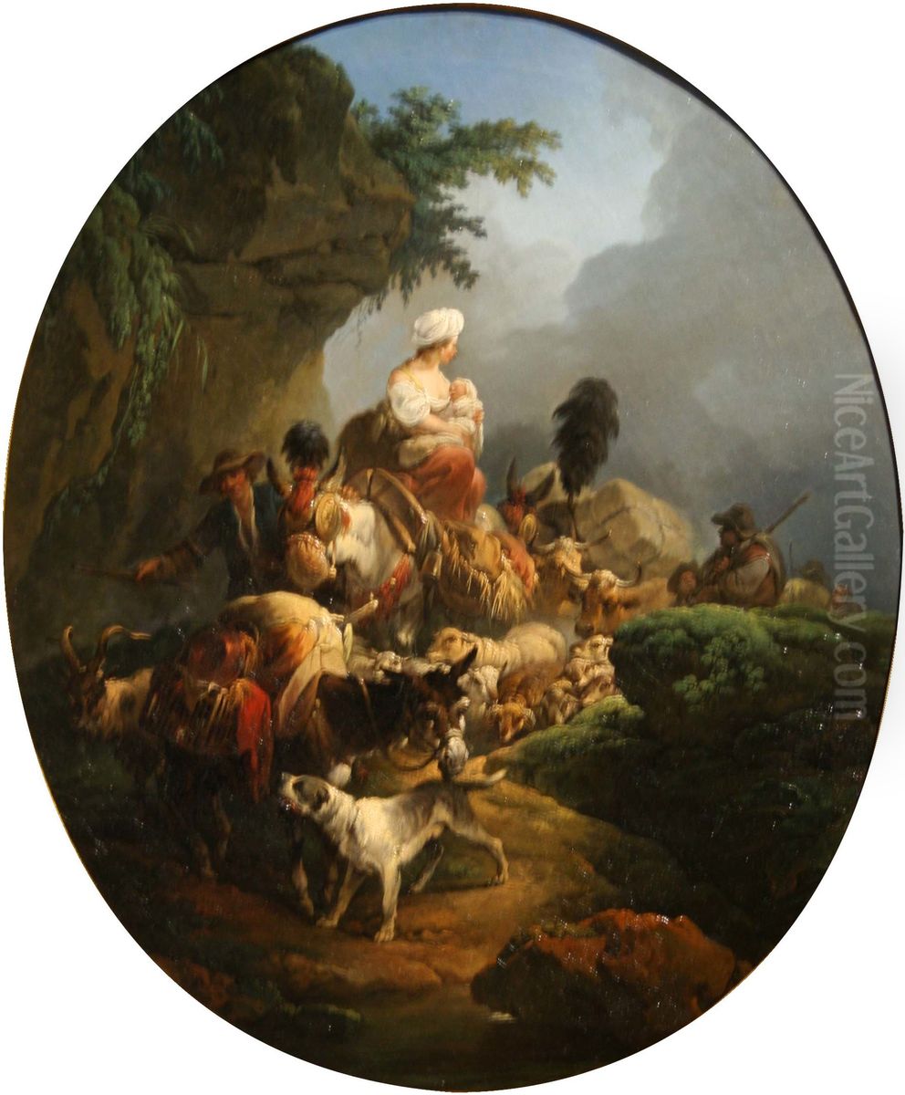 caravan. Oil Painting by Philip James de Loutherbourg