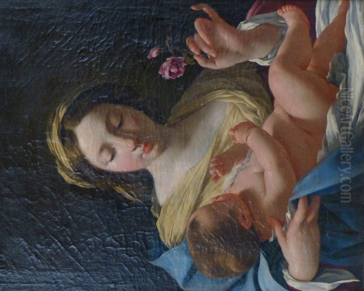 Virgin and Child with a Rose Oil Painting by Simon Vouet