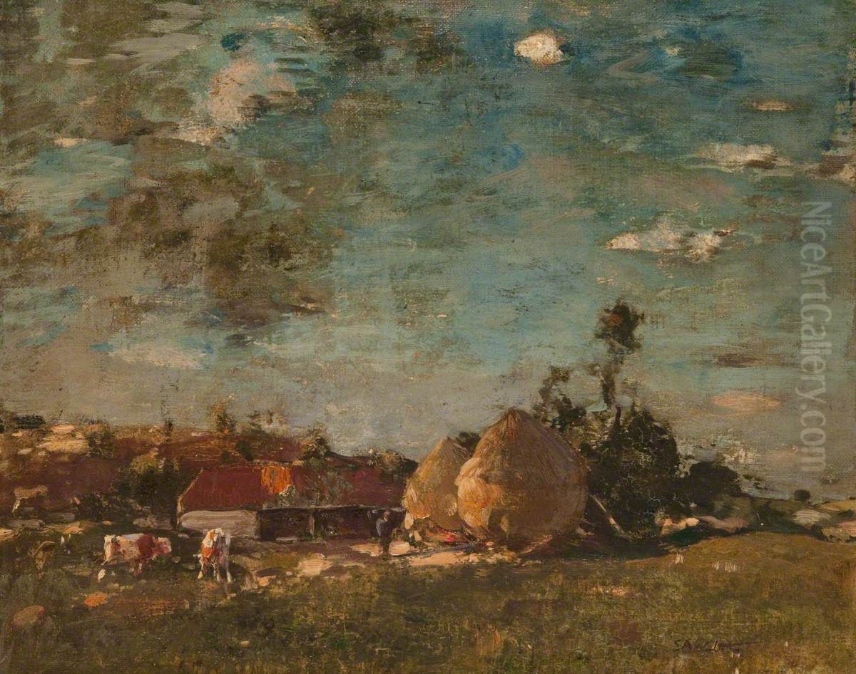 Stackyard Oil Painting by Edward Arthur Walton