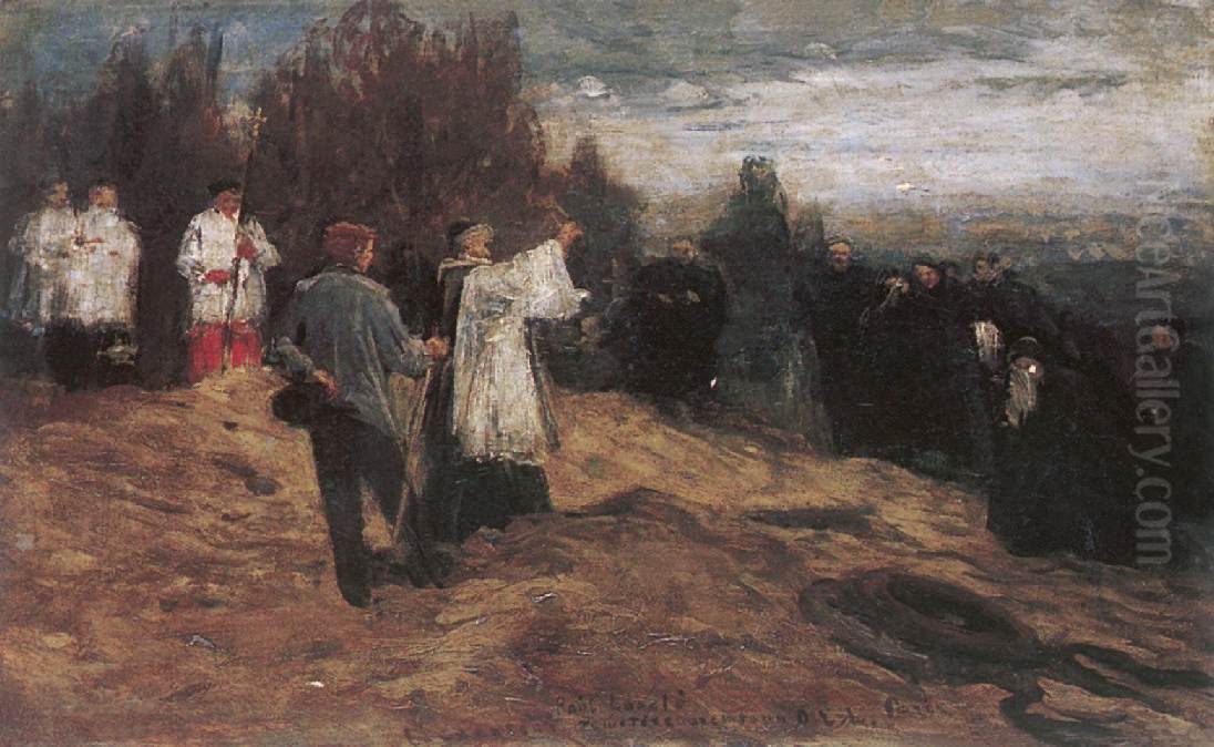 The Funeral ofLaszlo Paal Oil Painting by Lajos Deak Ebner
