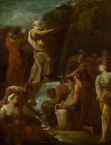MOSES BRINGS FORTH WATER OUT OF THE ROCK