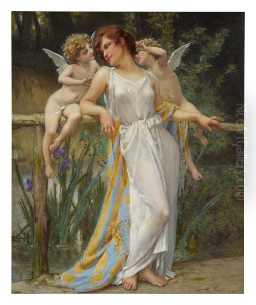 PSYCHE WITH PUTTI Oil Painting by unknown