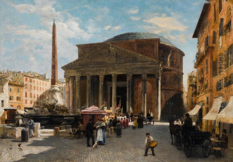 THE PANTHEON, ROME Oil Painting by Veronica Maria Herwegen-Manini