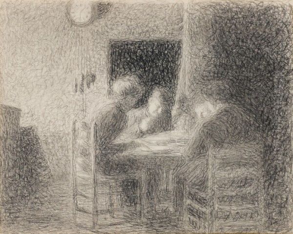 PERSONNES ATTABLEES Oil Painting by unknown