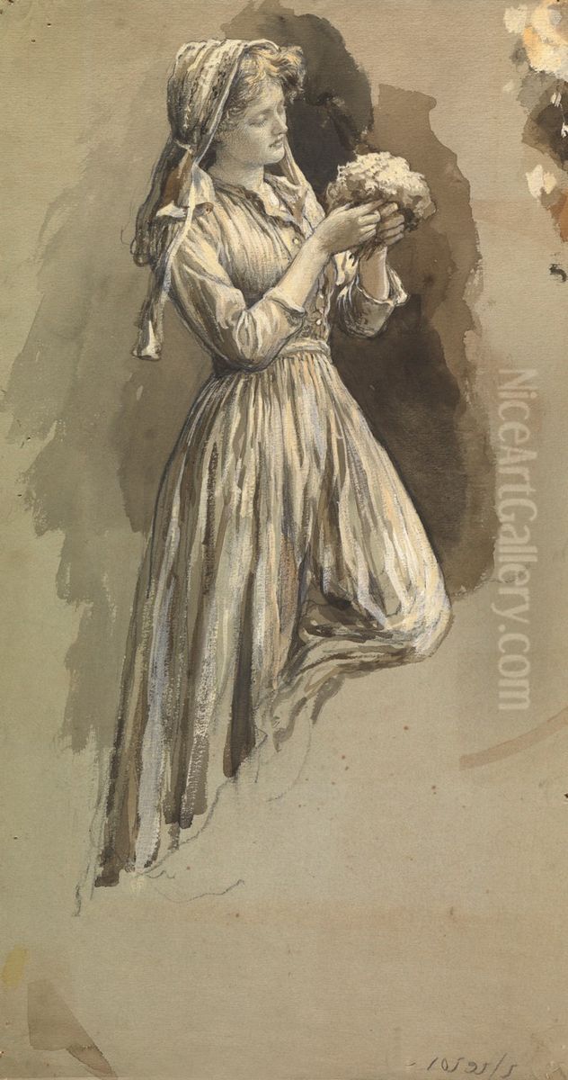 STUDY FOR THE PRIMROSE GATHERERS Oil Painting by unknown