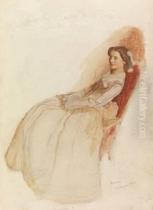 FANNY, SKETCH OF A GIRL IN CRINOLINE DRESS