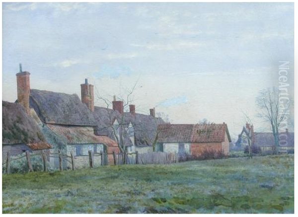 Cottages in Hemingford Abbotts Oil Painting by William Fraser Garden