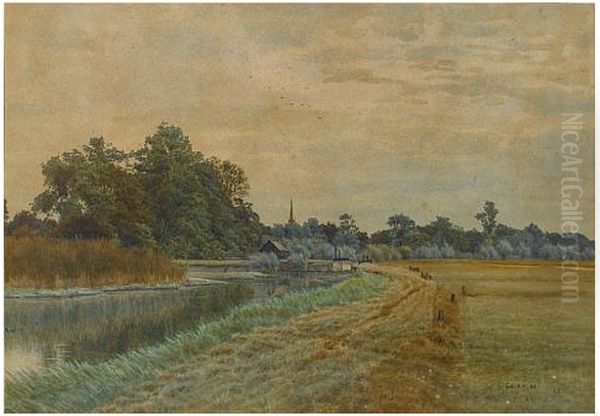 Country landscape , 1895 Oil Painting by William Fraser Garden Country landscape , 1895 Oil Painting by William Fraser Garden