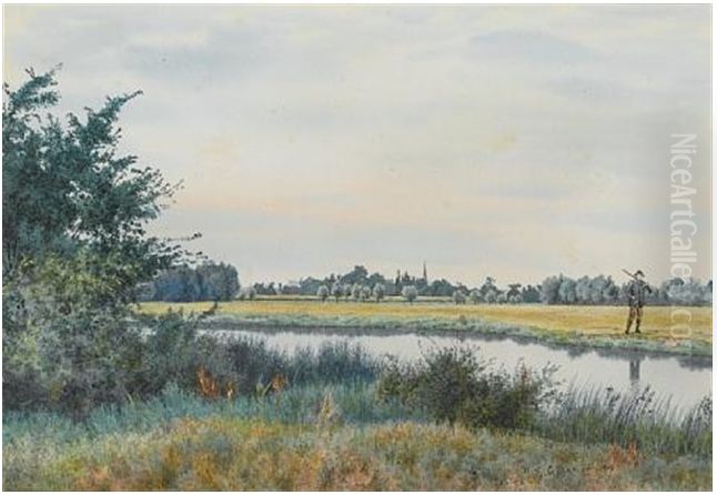 The Ouse, St. Ives, Cambridgeshire , 1889 Oil Painting by William Fraser Garden