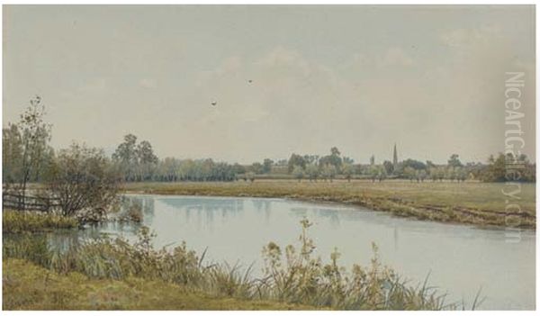 A peaceful stretch of the river , 1894 Oil Painting by William Fraser Garden A peaceful stretch of the river , 1894 Oil Painting by William Fraser Garden