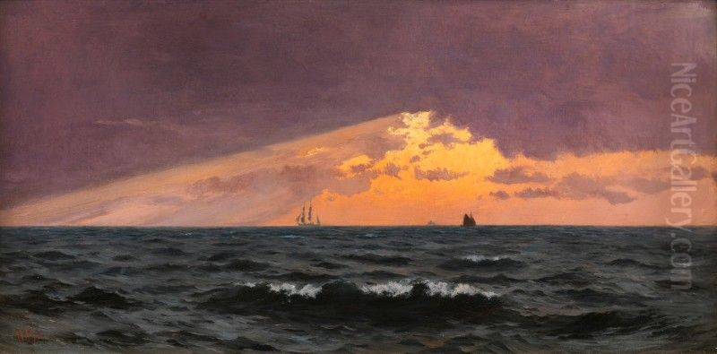 BEFORE SUNSET, STORM COMING ON, WEST BAY, DORSET Oil Painting by unknown