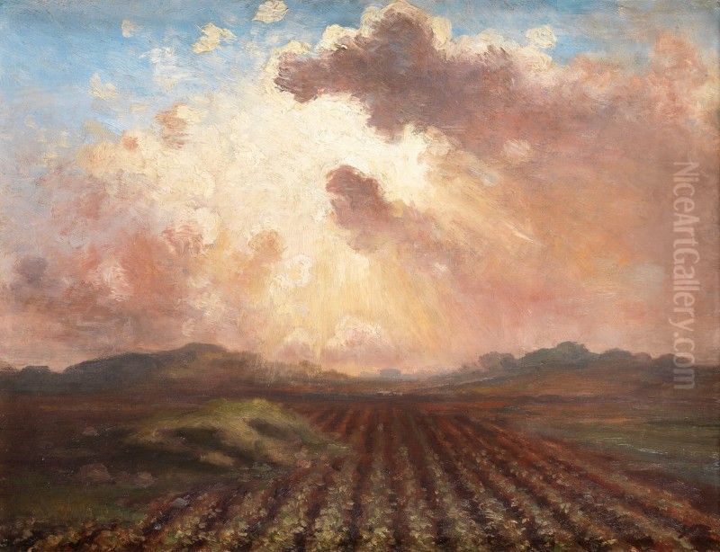 EVENING IN THE FIELDS Oil Painting by unknown