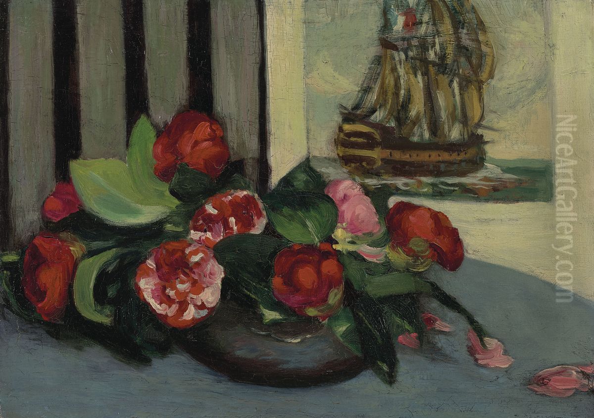Nature morte aux camelias Oil Painting by unknown