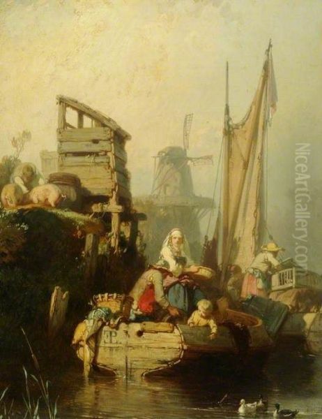 A River Landscape Oil Painting by Eugene Le Poittevin