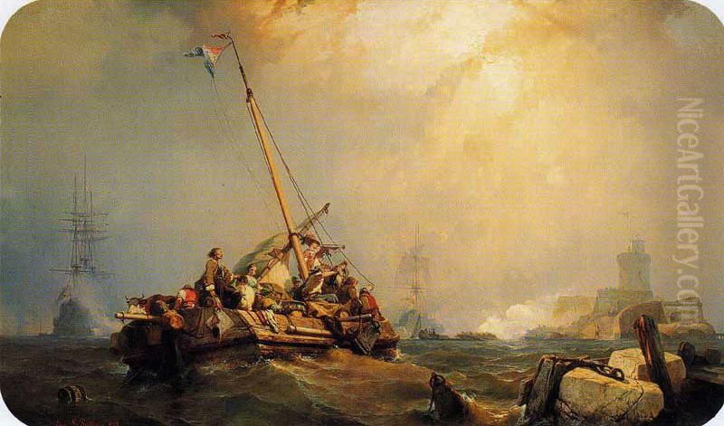 Episode d'un guerre franco-hollandaise Oil Painting by Eugene Le Poittevin
