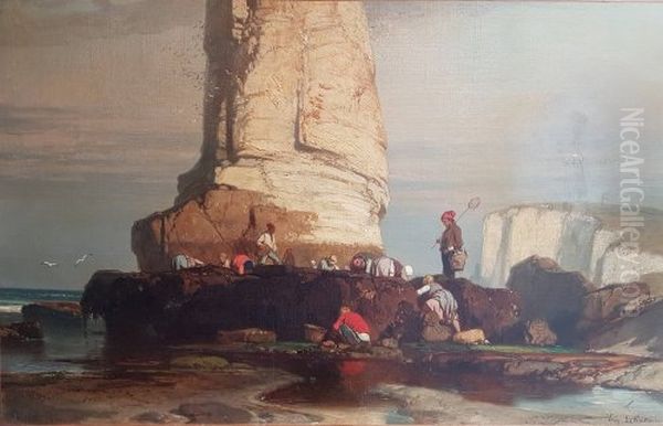 Anglers at Etretat Oil Painting by Eugene Le Poittevin