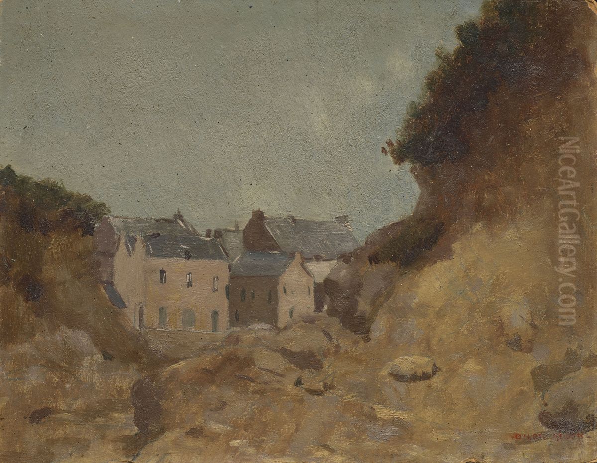 Village dans les Basses-Pyrenees Oil Painting by Odilon Redon