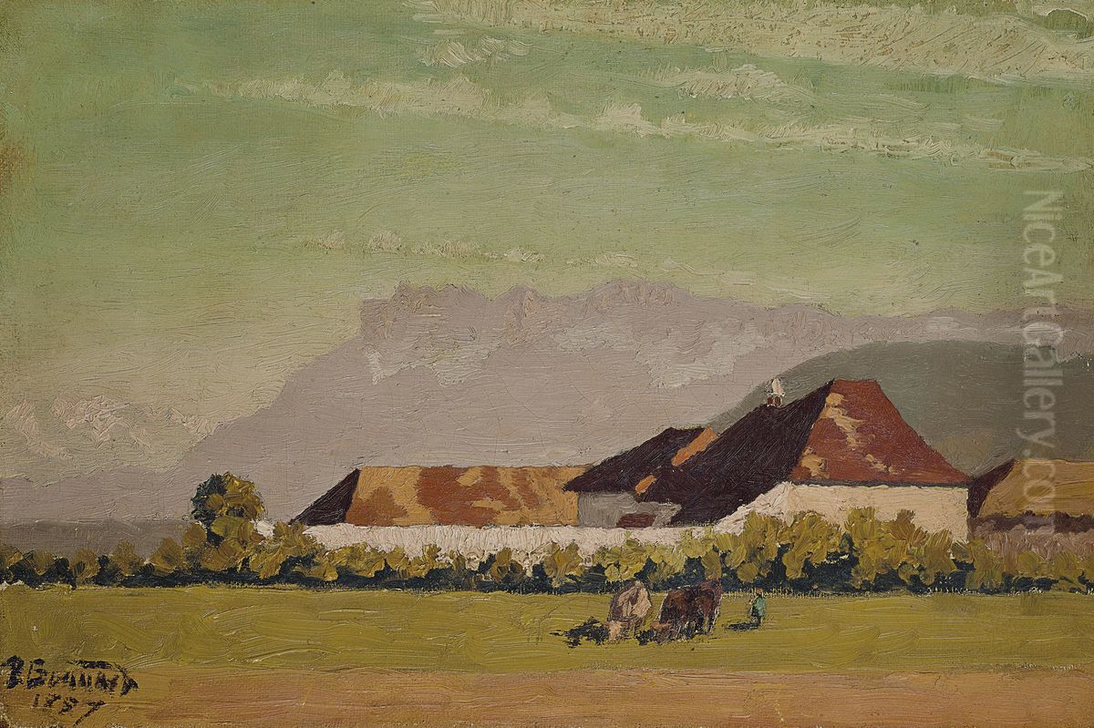 Ferme dans un paysage du Dauphine Oil Painting by unknown