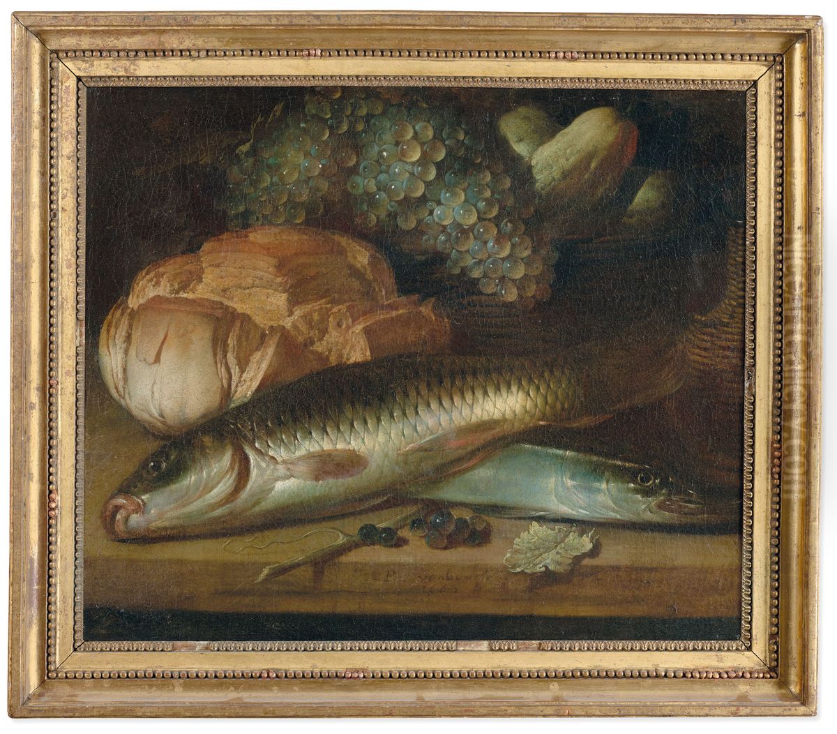 Nature morte au bar et a la miche de pain Oil Painting by unknown