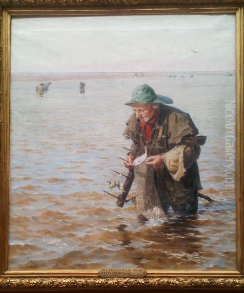 Pecheur a la foene dans la baie d'Authie Oil Painting by Francis Tattegrain