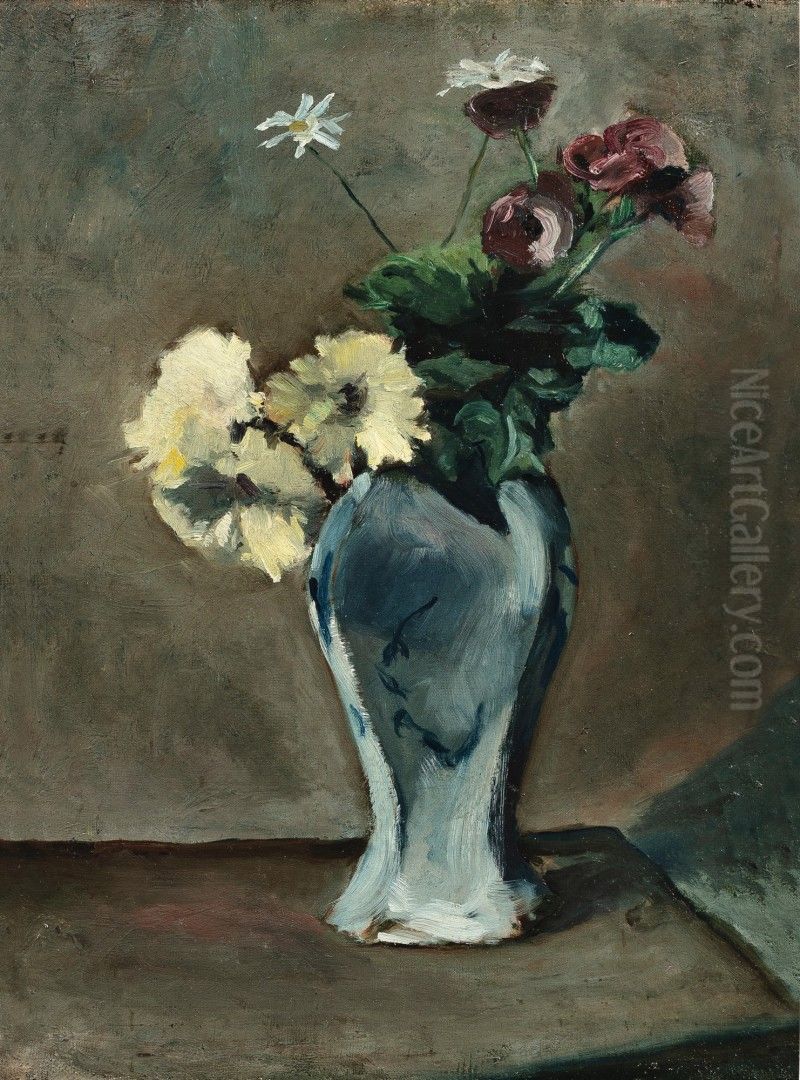 Anemones et anthemis dans un vase Oil Painting by unknown