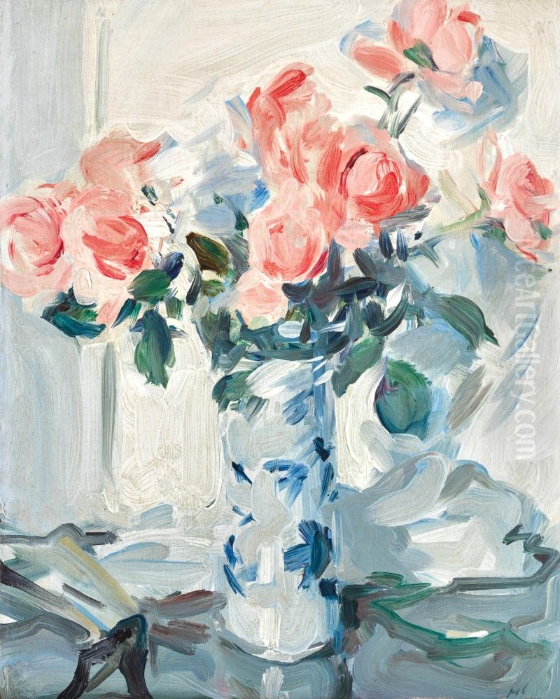 Pink Roses Oil Painting by unknown