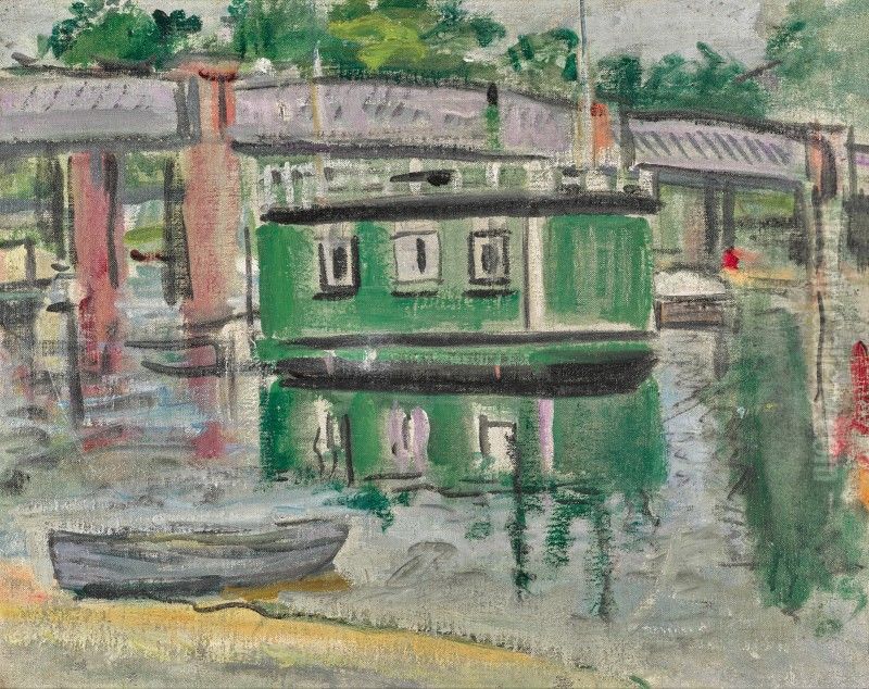 Green Houseboat, Balloch Oil Painting by unknown