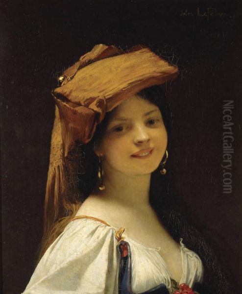 La jeune rieuse Oil Painting by Jules Lefebvre
