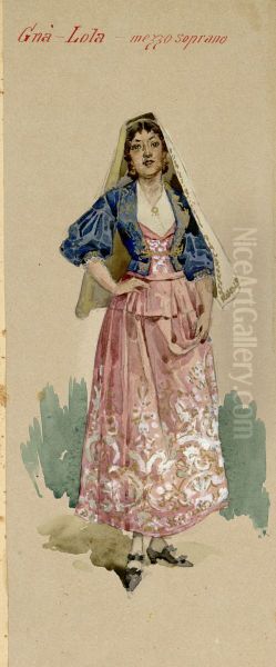 Gna Lola (mezzosoprano) Oil Painting by Adolfo Hohenstein