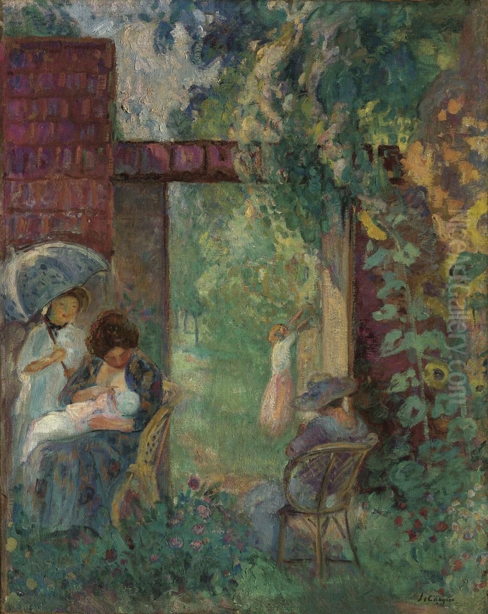 Femmes et enfants dans un jardin en ete Oil Painting by unknown