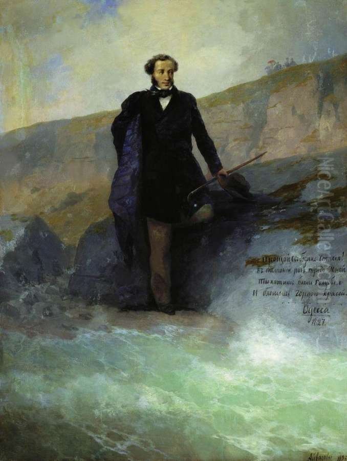 A. S. Pushkin at the Black Sea coast Oil Painting by Ivan Aivazovsky
