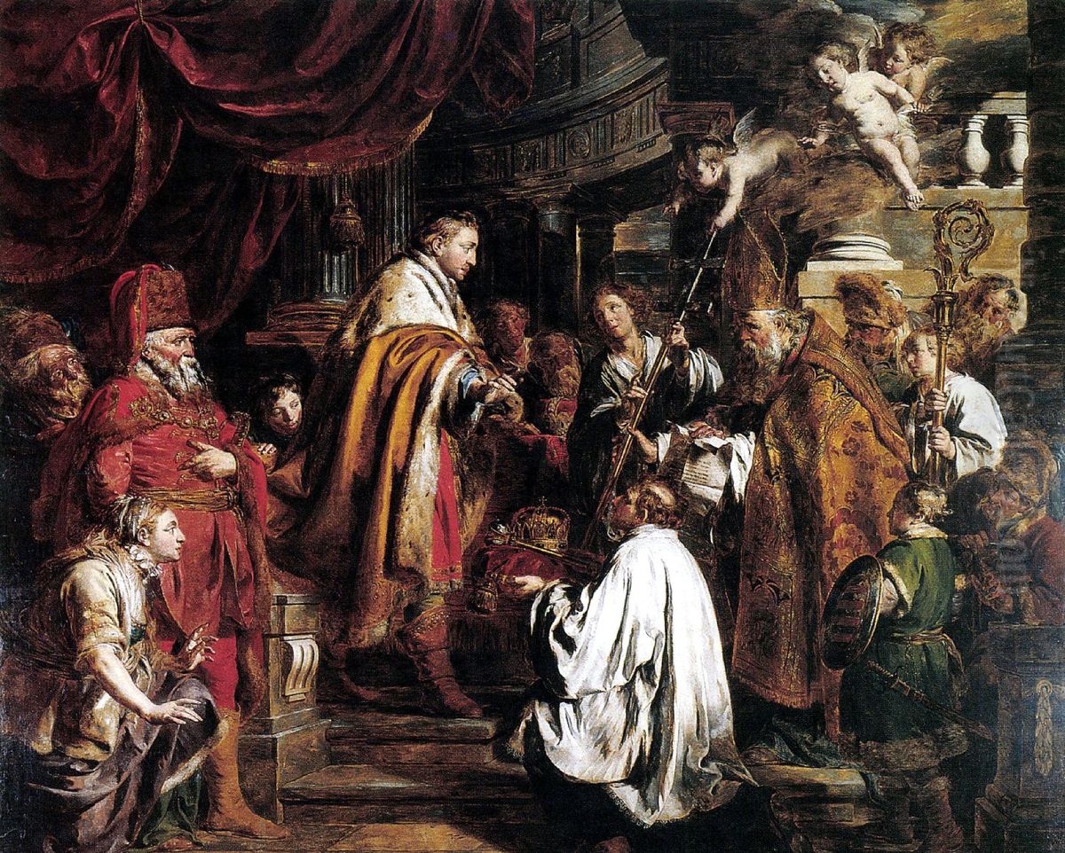 Saint Stephen, king of Hungary Receiving the Legate Oil Painting by Pieter Jozef Verhaghen