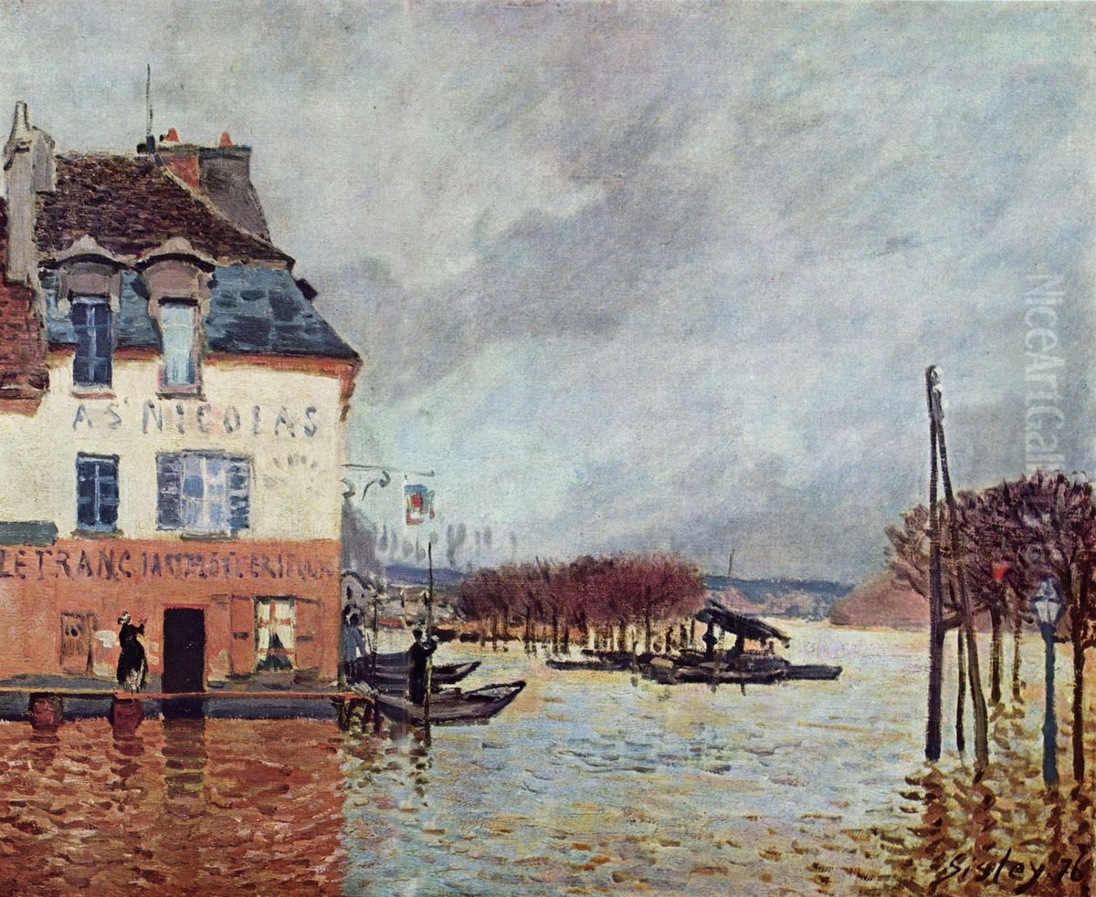 Uberschwemmung in Port Marly Oil Painting by Alfred Sisley