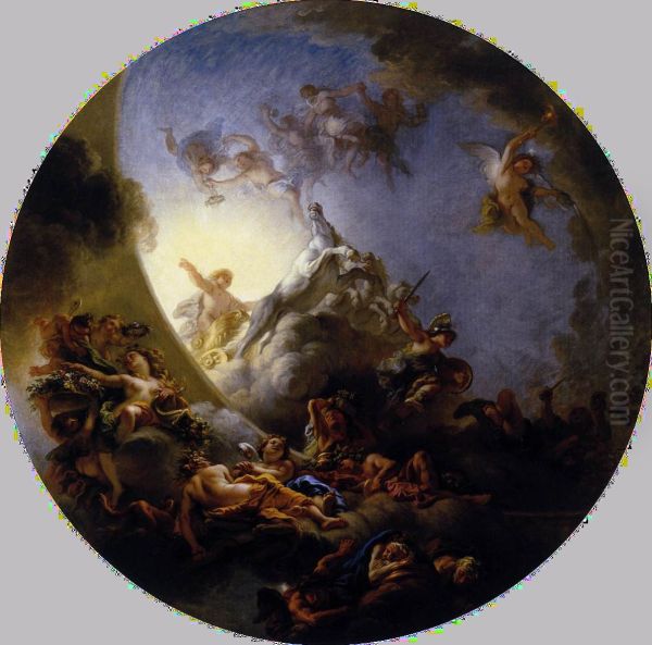 Sunrise with the Chariot of Apollo Oil Painting by Charles de La Fosse