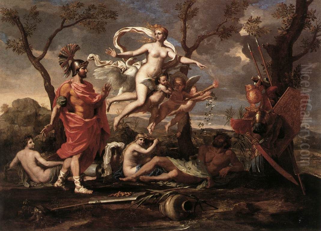 Venus Presenting Arms to Aeneas Oil Painting by Nicolas Poussin
