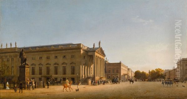 The Royal Opera, Unter den Linden, Berlin Oil Painting by Eduard Gaertner